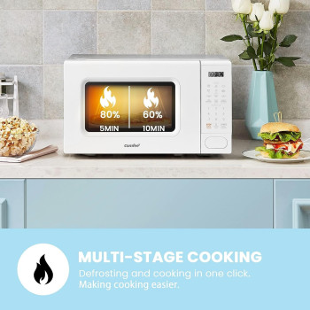 COMFEE' Microwave Oven 20L 700W Digital Touch Control, Precise Timer,LED Screen, 11 Power Levels, Solo Microwave-CM-M202CC(WH)-White