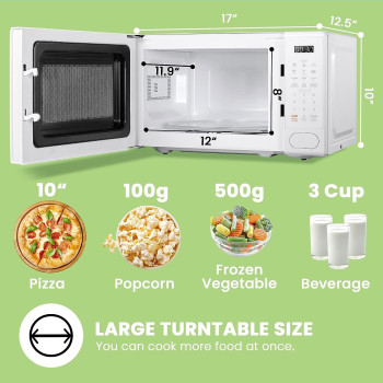 COMFEE' Microwave Oven 20L 700W Digital Touch Control, Precise Timer,LED Screen, 11 Power Levels, Solo Microwave-CM-M202CC(WH)-White