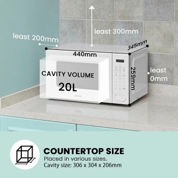 COMFEE' Microwave Oven 20L 700W Digital Touch Control, Precise Timer,LED Screen, 11 Power Levels, Solo Microwave-CM-M202CC(WH)-White