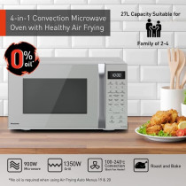 Panasonic 27L 4-In-1 Convection Microwave Oven, NN-CT65MM, Silver With Healthy Air Fryer Menus Min 1 year manufacturer warranty 