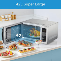 Midea 42L Microwave Oven with Grill, Digital Touch Control, 1000W Power, Child-Safety-Lock, 7 Auto Menus, LED Display, Silver EG142A5L