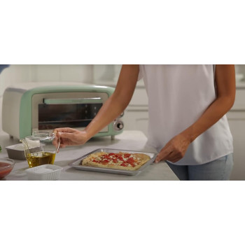 Ariete Mini Vintage Electric Oven, 1380W, 18L, 60Min Timer, 230 C Max Temp, Stainless Steel Grill, for Roasting Chicken and Baking Pizza, Pie, Cookies - Green ART979/04