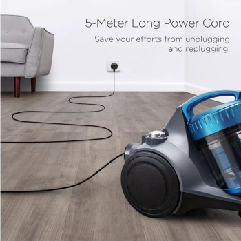 EUREKA 1800W Eureka Whirl Wind Bagless Canister Vacuum Cleaner, Lightweight Vac for Carpets and Hard Floors- 15K0A-Blue
