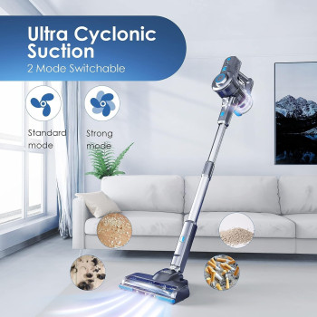 Oraimo Stick Vacuum, Cordless Vacuum Cleaner with Self-Standing, Cordless Stick Vacuum with 35 Mins Runtime Detachable Battery