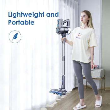 Oraimo Stick Vacuum, Cordless Vacuum Cleaner with Self-Standing, Cordless Stick Vacuum with 35 Mins Runtime Detachable Battery