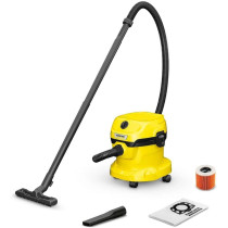 Karcher Wet & Dry Vacuum Cleaner Wd 2 Plus, Blowing Function, Power: 1000W, Plastic Container: 12 L, Suction Hose: 1.8 M, Incl. Yellow