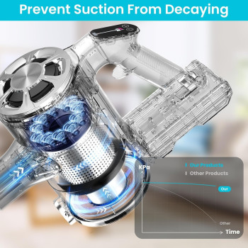 Belife S11 Cordless Vacuum Cleaner, Powerful Household Vacuum for Home Carpet Hardwood Floor, Wireless Vacuum for Pet Hair, Up to 50Mins Runtime, 23Kpa Non-Fading Suction, Anti-Hair Tangle