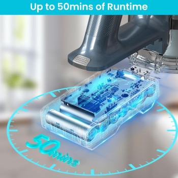 Belife S11 Cordless Vacuum Cleaner, Powerful Household Vacuum for Home Carpet Hardwood Floor, Wireless Vacuum for Pet Hair, Up to 50Mins Runtime, 23Kpa Non-Fading Suction, Anti-Hair Tangle