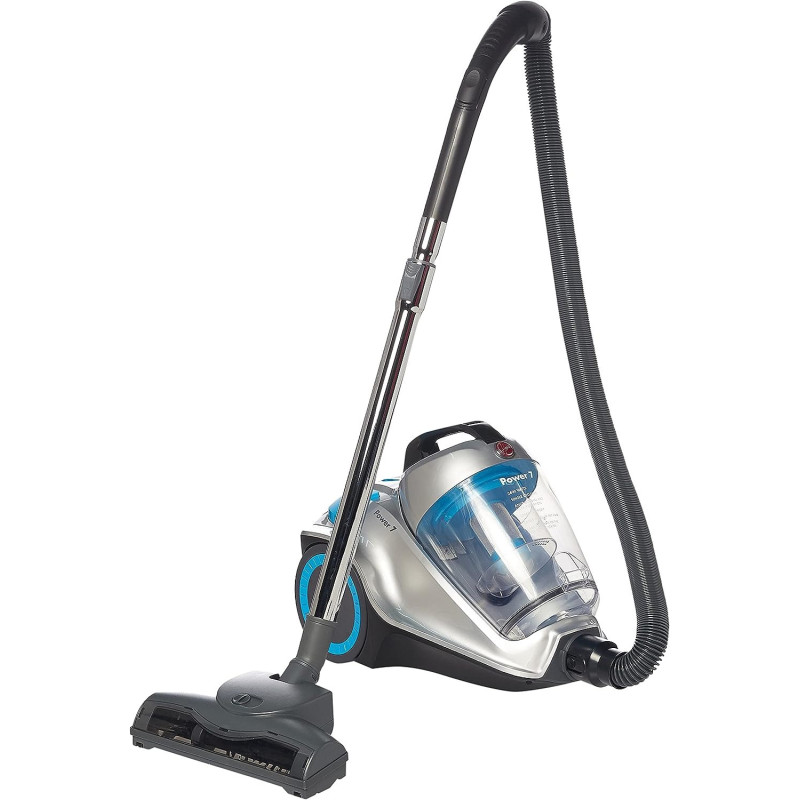 Hoover Power 7 Bagless Cyclonic Canister Vacuum Cleaner with HEPA Filter, Powerful Performance with 2400W for Home and Office, 4 Litre Large Capacity, Blue-Silver - HC84-P7A-ME