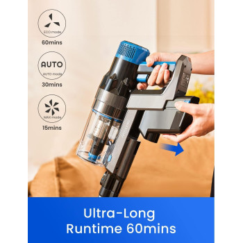 Proscenic P11 Smart Battery Vacuum Cleaner, 4-in-1 Vacuum Cleaner Wireless, 450W/30KPa Suction Power, Up to 60 Minutes Runtime, Pet Hair Brush Set, Smart App Display, 180 Adjustable