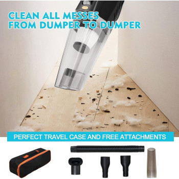 AccLoo Car Vacuum Cleaner Cordless, Strong Cyclone Suction Household Handheld Vacuum, Wireless Mini Vacuum Cleaners, Rechargeable Hoover for Home, Cars, and Pet - F7439