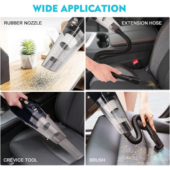 AccLoo Car Vacuum Cleaner Cordless, Strong Cyclone Suction Household Handheld Vacuum, Wireless Mini Vacuum Cleaners, Rechargeable Hoover for Home, Cars, and Pet - F7439