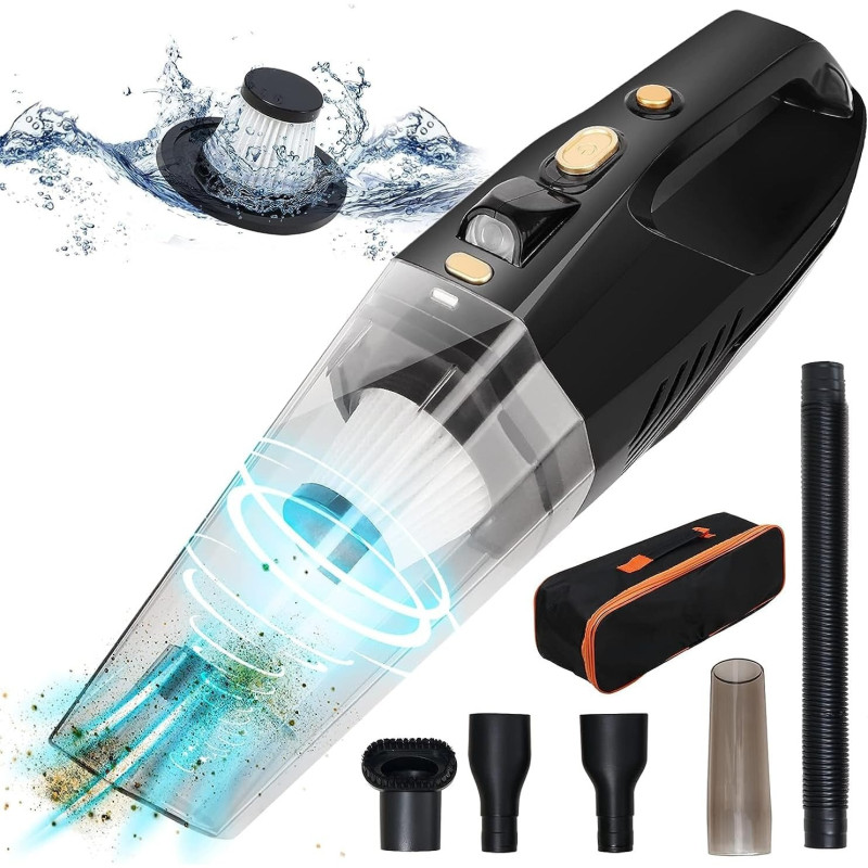 AccLoo Car Vacuum Cleaner Cordless, Strong Cyclone Suction Household Handheld Vacuum, Wireless Mini Vacuum Cleaners, Rechargeable Hoover for Home, Cars, and Pet - F7439
