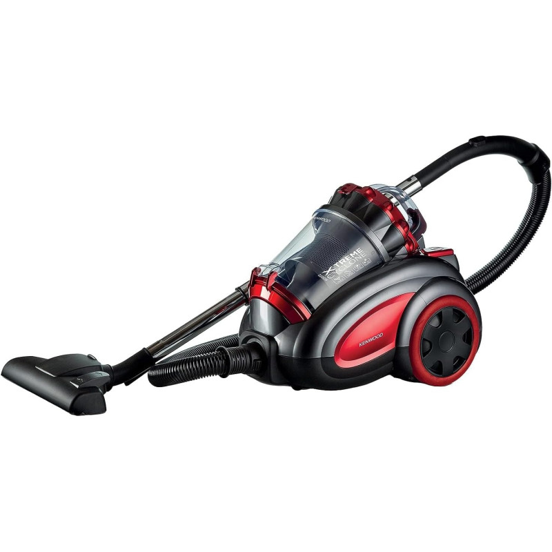 KENWOOD Vacuum Cleaner 2200W Multi Cyclonic Bagless Canister Vacuum Cleaner 3.5L with 5m Cable, VBP80.000RG Grey/Red