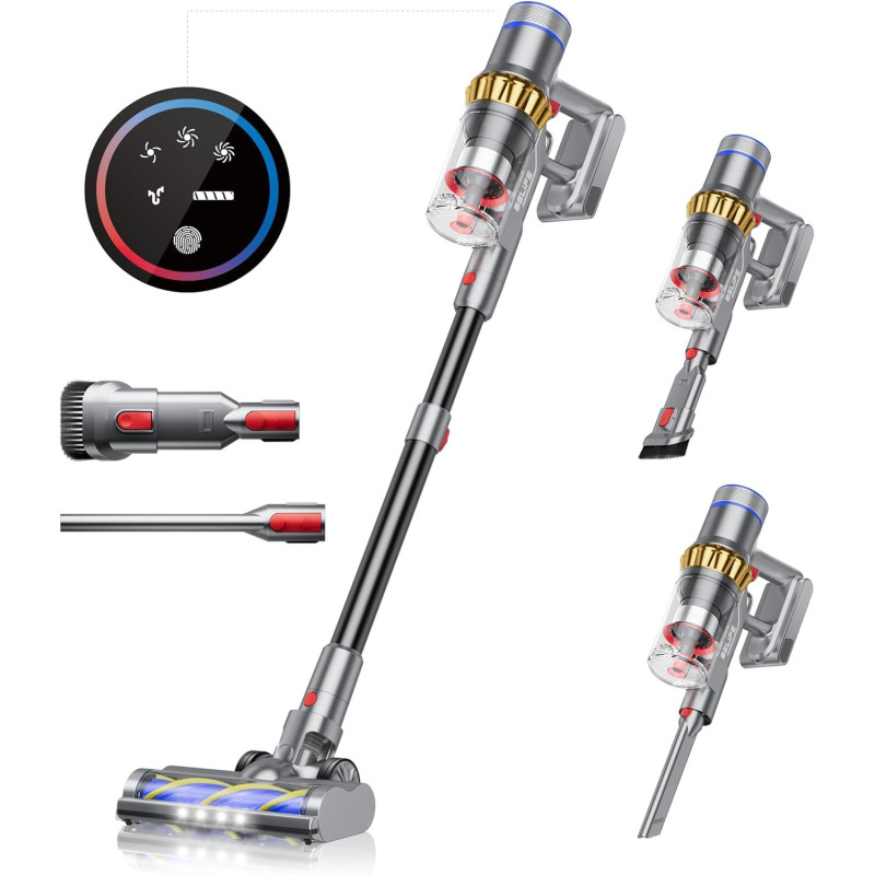 Belife BVC11 Cordless Vacuum Cleaner, Wireless Vacuum Cleaner for Home Floor Care, Household Vacuum Cleaners for Pet Hair with Touch Display, 22Kpa Powerful Suction, Up to 40mins Runtime