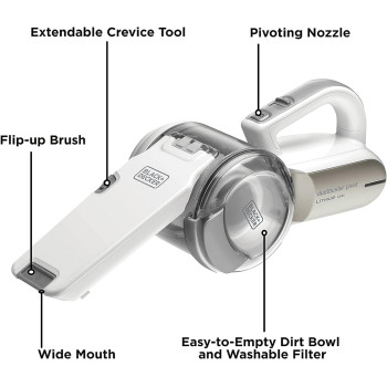 Black & Decker 14.4V Cordless Handheld Pivot Vacuum Cleaner With 1.5Ah Li-Ion Battery, 440ml Bowl Capacity And Triple Filteration 200 Rotation PV1420L-B5