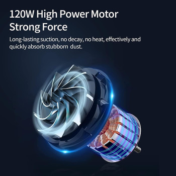 TDOO Car Vacuum Cleaner Cordless, Portable Handheld Vacuum Air Duster, 9000PA/120W Powerful Suction, Suck And Blow 2 In 1, With LED Light For Car/Home/Office/Pet, USB Rechargeable