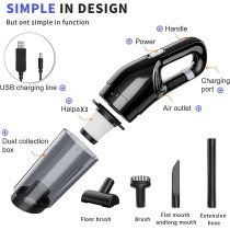 Yoawllty Handheld Vacuum Cleaner, 120W High-Power Vacuum Cleaner, Wet and Dry, Suitable for Home, Car, Office, with Three Filters and Three Different Nozzle