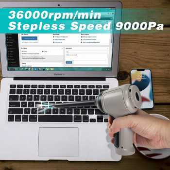 Padom Keyboard Cleaner for office, Car Vacuum Portable, Hand Vacuum Cordless Rechargeable, 3-in-1 Mini Vacuum Cleaner Wireless 35000 RPM Air Duster Blower Electric Computer Cleaner (GRAY)