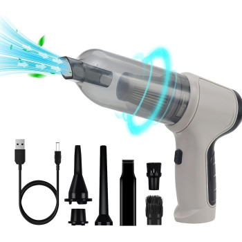 Padom Keyboard Cleaner for office, Car Vacuum Portable, Hand Vacuum Cordless Rechargeable, 3-in-1 Mini Vacuum Cleaner Wireless 35000 RPM Air Duster Blower Electric Computer Cleaner (GRAY)