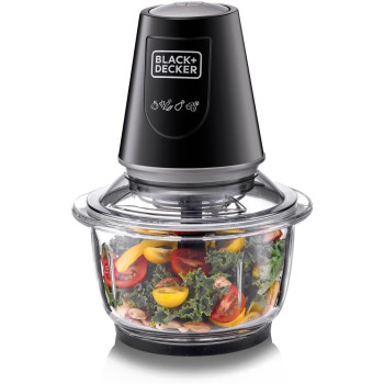 Black & Decker 1.2L Food Chopper With Mincer Grinder Function, Glass Bowl And Quad Blade 400W Black - GC400-B5 