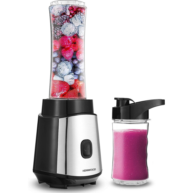 KENWOOD Personal Blender 350W Smoothie Maker With and Tritan Smoothie2Go Bottle and Lid, Ice Crush Function BLM05.A0BK Silver/Black