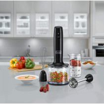 Black & Decker 3-in-1 Hand Blender with Chopper, 600W, HB600-B5, Black