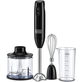 Black & Decker 3-in-1 Hand Blender with Chopper, 600W, HB600-B5, Black