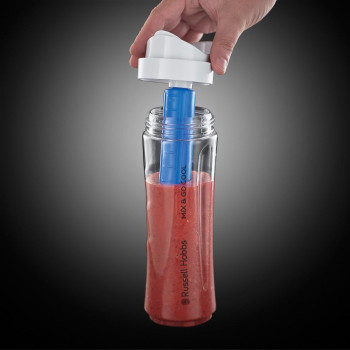 Russell Hobbs Portable Mix and Go Smoothie Maker Cool Personal Blender 300 Watts With 2 X 600 ML Drink Bottle And Lids, Ice Crush Function, Non-Slip Feet, Dishwasher Safe 21351 (White)