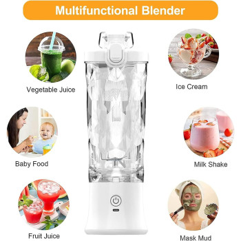 Wireless Portable Blender, Personal Size Hand Blender, Electric Juicer Blender Usb Rechargeable), 6 Stainless Steel Blades Mini Travel Blender Smoothie Maker, Fruit and Milk Shakes - 600ML
