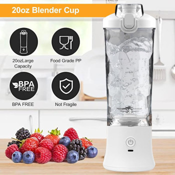 Wireless Portable Blender, Personal Size Hand Blender, Electric Juicer Blender Usb Rechargeable), 6 Stainless Steel Blades Mini Travel Blender Smoothie Maker, Fruit and Milk Shakes - 600ML