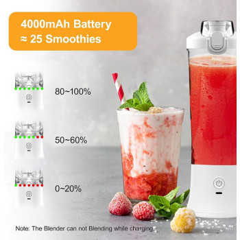 Wireless Portable Blender, Personal Size Hand Blender, Electric Juicer Blender Usb Rechargeable), 6 Stainless Steel Blades Mini Travel Blender Smoothie Maker, Fruit and Milk Shakes - 600ML