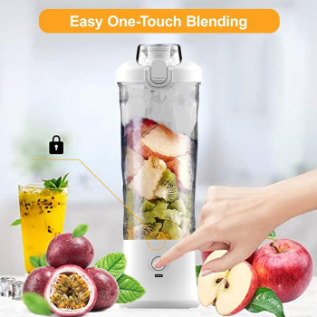 Wireless Portable Blender, Personal Size Hand Blender, Electric Juicer Blender Usb Rechargeable), 6 Stainless Steel Blades Mini Travel Blender Smoothie Maker, Fruit and Milk Shakes - 600ML