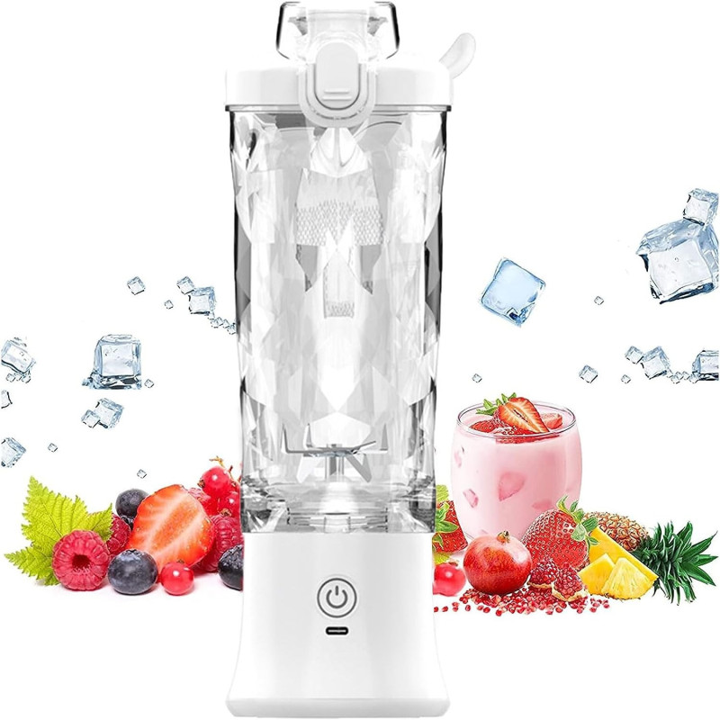 Wireless Portable Blender, Personal Size Hand Blender, Electric Juicer Blender Usb Rechargeable), 6 Stainless Steel Blades Mini Travel Blender Smoothie Maker, Fruit and Milk Shakes - 600ML