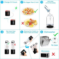 Portable Blender, PopBabies Mini Blender for Shakes and Smoothies, Small Blender Smoothie Maker for Travel, Personal Blender for Baby Food Black