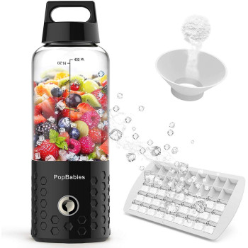 Portable Blender, PopBabies Mini Blender for Shakes and Smoothies, Small Blender Smoothie Maker for Travel, Personal Blender for Baby Food Black