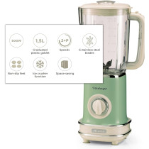 Ariete Vintage Blender 1.5L, 500W, Green - ART568GR 