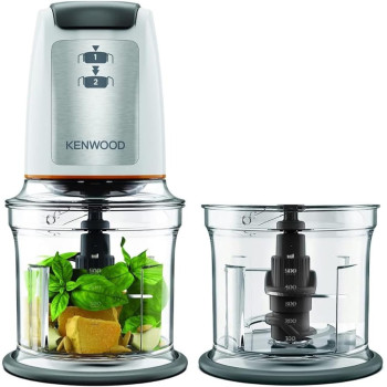 Kenwood Chopper 500W Electric Food Chopper With 2 X 500Ml Bowl, Dual Speed, Stainless Steel Quad Blade, Multi Mayo Mayonnaise Attachment, Spatula, Ice CrUSh Function Chp61.200Wh White
