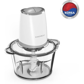 Daewoo 500W 1.8L Food Chopper with Glass Bowl, Quad Blade, Mincer & Grinder Function Korean Technology DFC2052 White - 2 Years Warranty