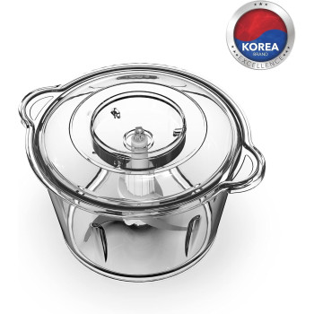 Daewoo 500W 1.8L Food Chopper with Glass Bowl, Quad Blade, Mincer & Grinder Function Korean Technology DFC2052 White - 2 Years Warranty