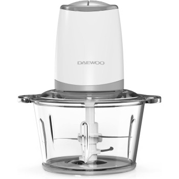 Daewoo 500W 1.8L Food Chopper with Glass Bowl, Quad Blade, Mincer & Grinder Function Korean Technology DFC2052 White - 2 Years Warranty