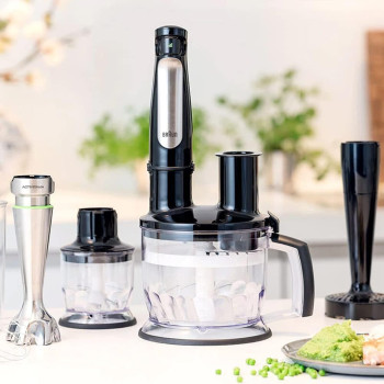 Braun Hand Blender MultiQuick 7 1000W with 600ml BPA-free Beaker, 1.5L Food Processor, 350ml MQ 7087X Black