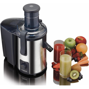 KENWOOD Juicer 700W Stainless Steel Juice Extractor with 75mm Wide Feed Tube, 2 Speed, for Home, Office, Restaurant &Cafeteria JEM50.000BS Silver/Black