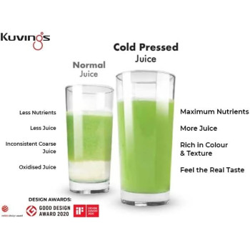 Kuvings B1700 Dark Silver Professional Cold Press Whole Slow Juicer, Patented JMCS Technology for 10% More Juice (Dark Silver Juicer)