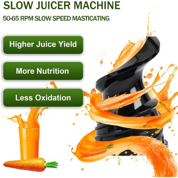 Keenray Juicer Machine, Masticating Slow Juicer for Whole Fruits and Vegetables, Cold Press Juicer with Wide Mouth 80MM