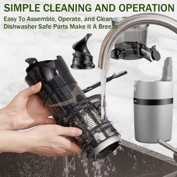 Keenray Juicer Machine, Masticating Slow Juicer for Whole Fruits and Vegetables, Cold Press Juicer with Wide Mouth 80MM