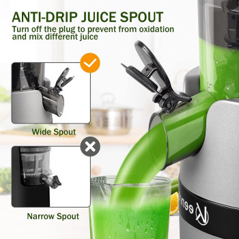 Keenray Juicer Machine, Masticating Slow Juicer for Whole Fruits and Vegetables, Cold Press Juicer with Wide Mouth 80MM