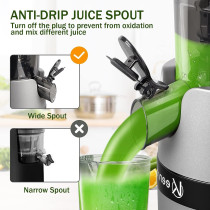 Keenray Juicer Machine, Masticating Slow Juicer for Whole Fruits and Vegetables, Cold Press Juicer with Wide Mouth 80MM