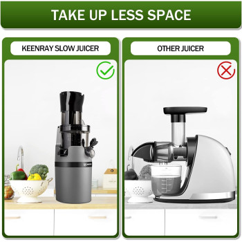 Keenray Juicer Machine, Masticating Slow Juicer for Whole Fruits and Vegetables, Cold Press Juicer with Wide Mouth 80MM