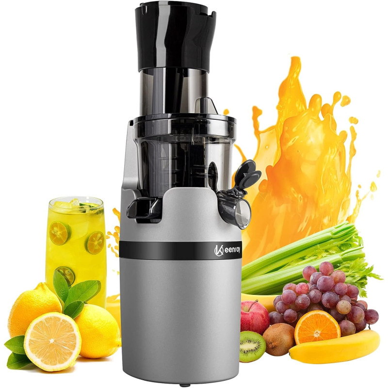 Keenray Juicer Machine, Masticating Slow Juicer for Whole Fruits and Vegetables, Cold Press Juicer with Wide Mouth 80MM